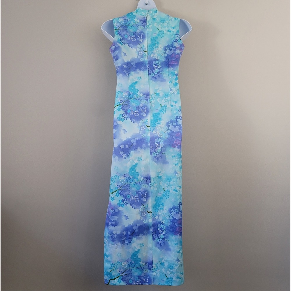 Vintage LIBERTY HOUSE Hawaii Size 10 Cherry Blossom Print Satin Maxi Dress RARE! - Picture 10 of 14